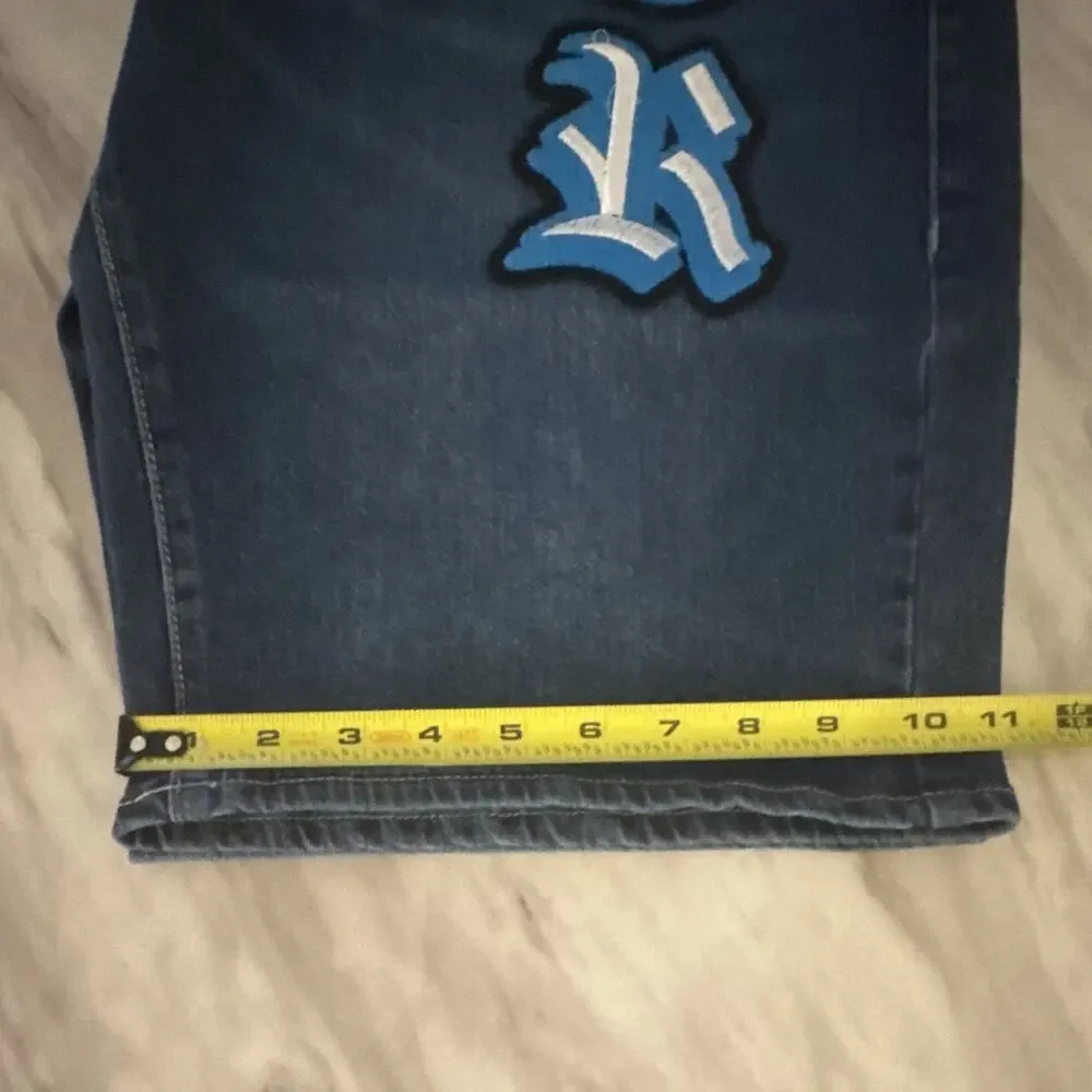 True Religion Men's Baggy Blue Denim Shorts 5-Pocket 11